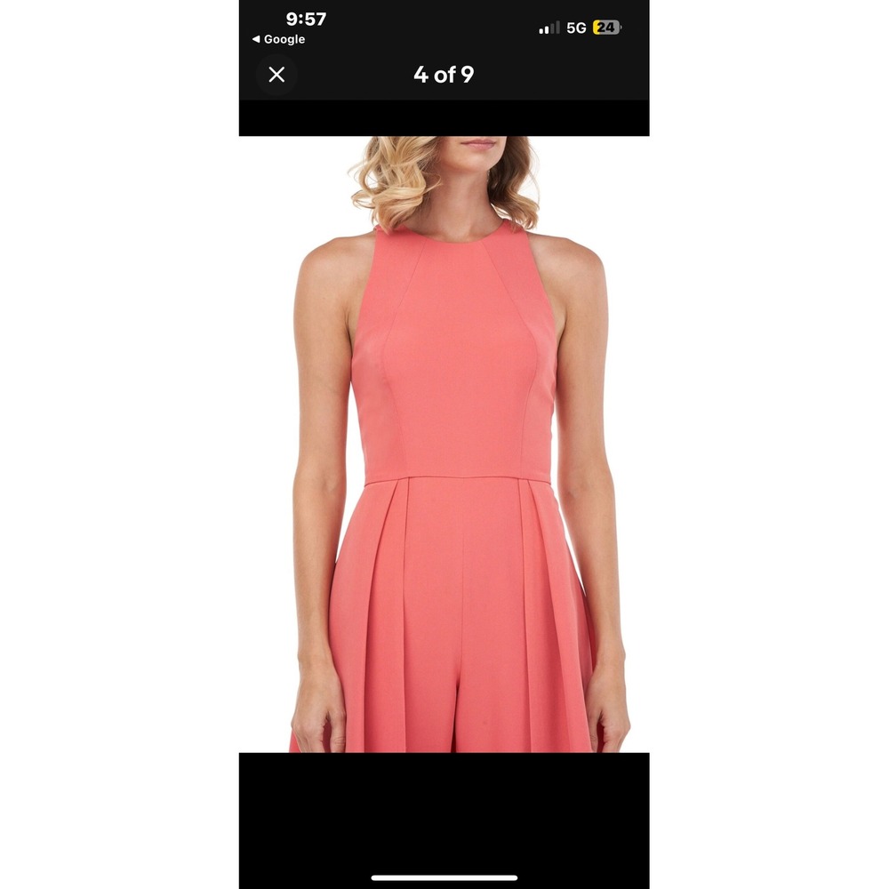Kay Unger New York Pink Walk-Thru Jumpsuit Overskirt Belted Formal NWT 14